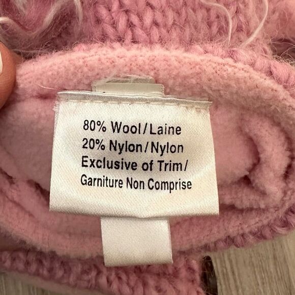 DeLux Pink Poodle Shaggy Dog Wool Mittens Fleece Lined Youth Size - Picture 5 of 6